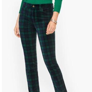 NWOT Talbots Plaid Velvet High-Waist Straight Leg Pants Size 14